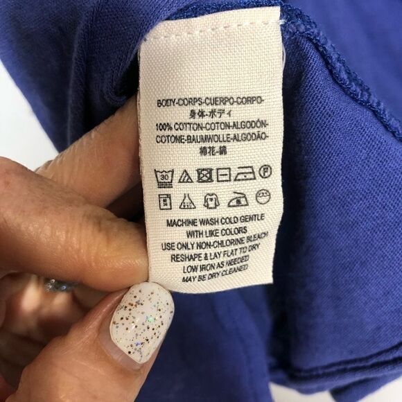 Free People Cold Shoulder Taurus Tee Blue Purple - Picture 8 of 11